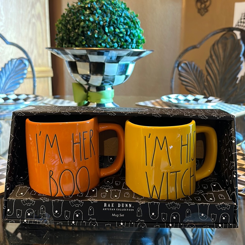 Rae Dunn Set Of 2 I’m Her Boo & I’m His Witch Mugs! New!